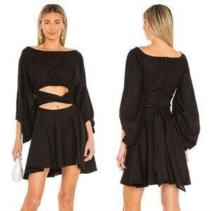 Just BEE Queen Colette Black Cut Out Tie Long Sleeve Mini Dress